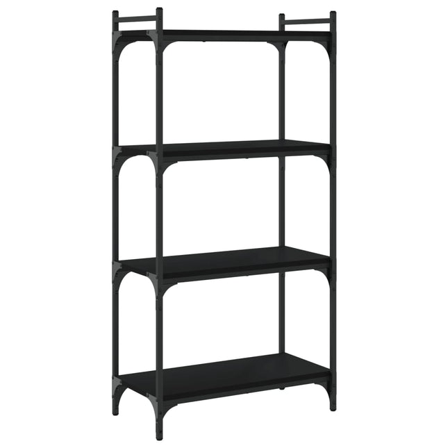 bogreol med 4 hylder 60x30x120 cm konstrueret træ sort