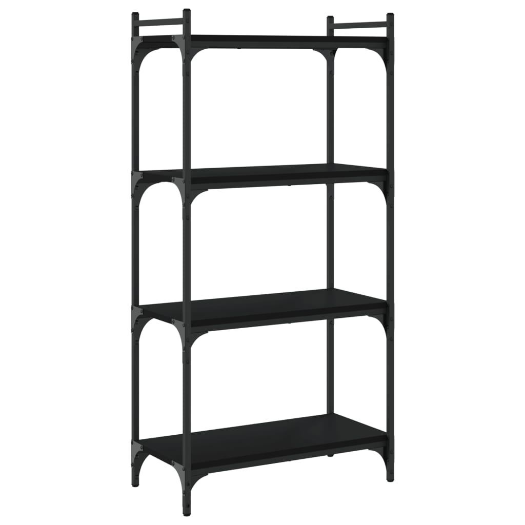 bogreol med 4 hylder 60x30x120 cm konstrueret træ sort