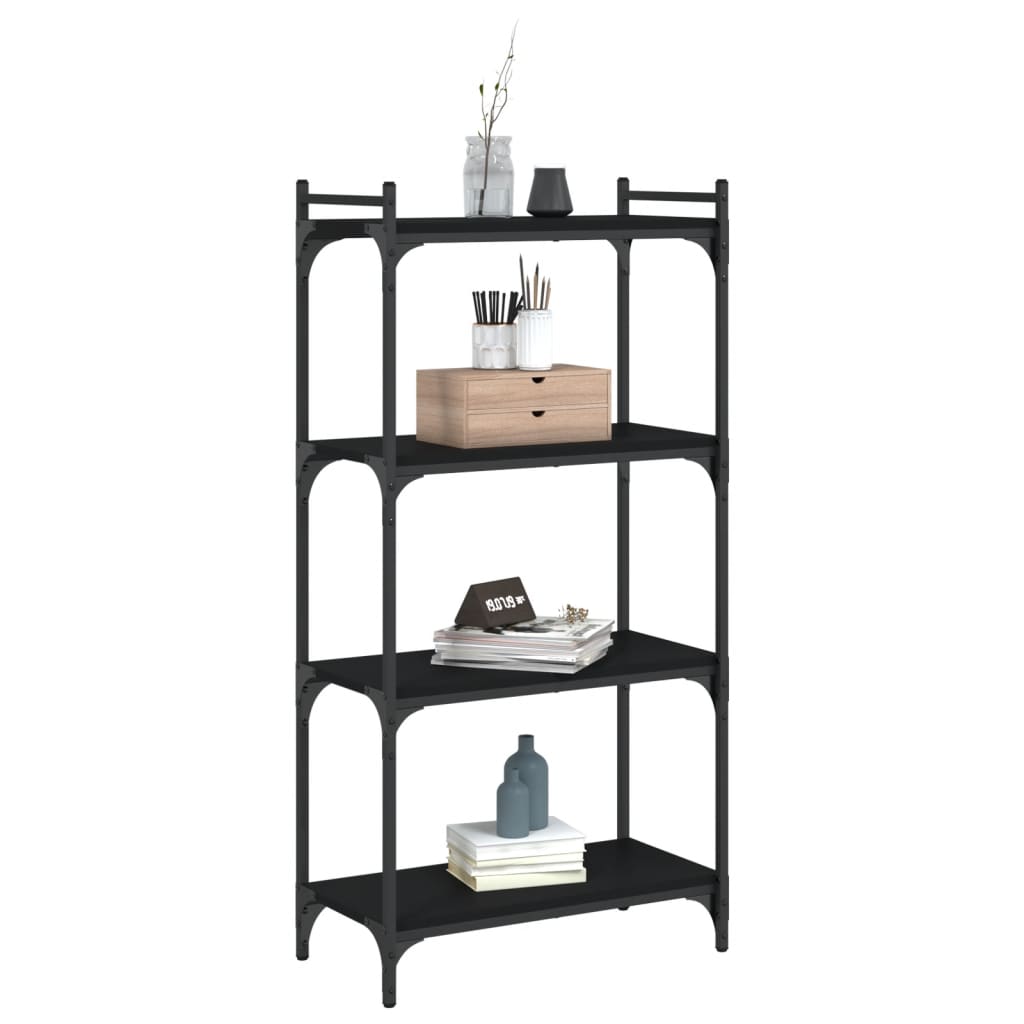 bogreol med 4 hylder 60x30x120 cm konstrueret træ sort