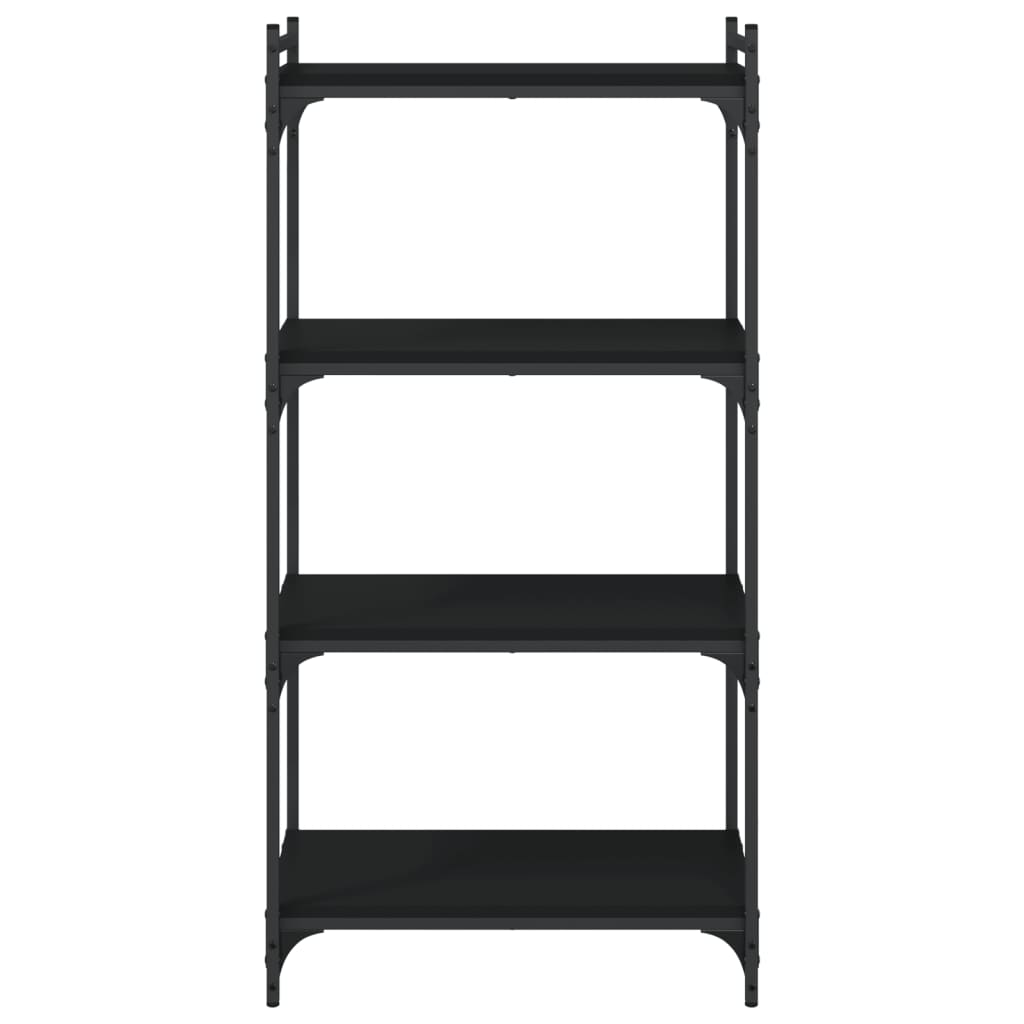bogreol med 4 hylder 60x30x120 cm konstrueret træ sort