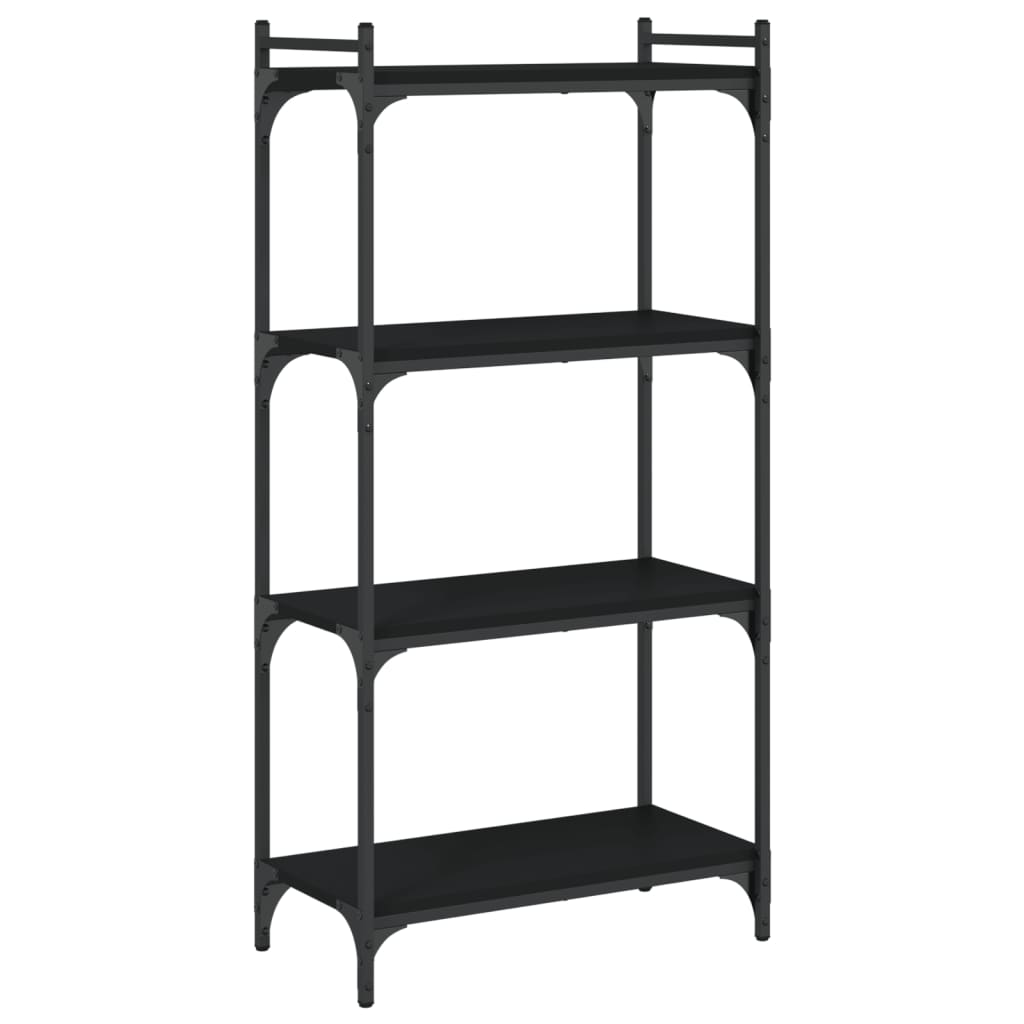 bogreol med 4 hylder 60x30x120 cm konstrueret træ sort