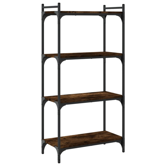 bogreol 4 hylder 60x30x120 cm konstrueret træ røget eg