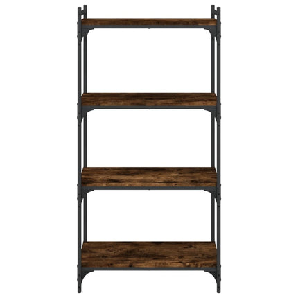 bogreol 4 hylder 60x30x120 cm konstrueret træ røget eg
