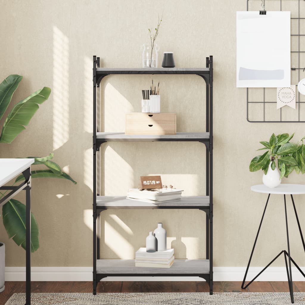 Bogreol 4 Hylder 40X30X Konstrueret Træ Grå Sonoma-Eg - 60 cm / 120 cm