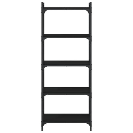 bogreol med 5 hylder 60x30x154 cm konstrueret træ sort