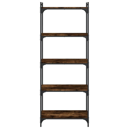 bogreol 5 hylder 60x30x154 cm konstrueret træ røget eg