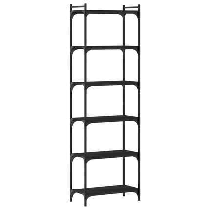 bogreol med 6 hylder 60x30x188 cm konstrueret træ sort