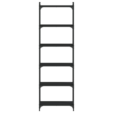 bogreol med 6 hylder 60x30x188 cm konstrueret træ sort