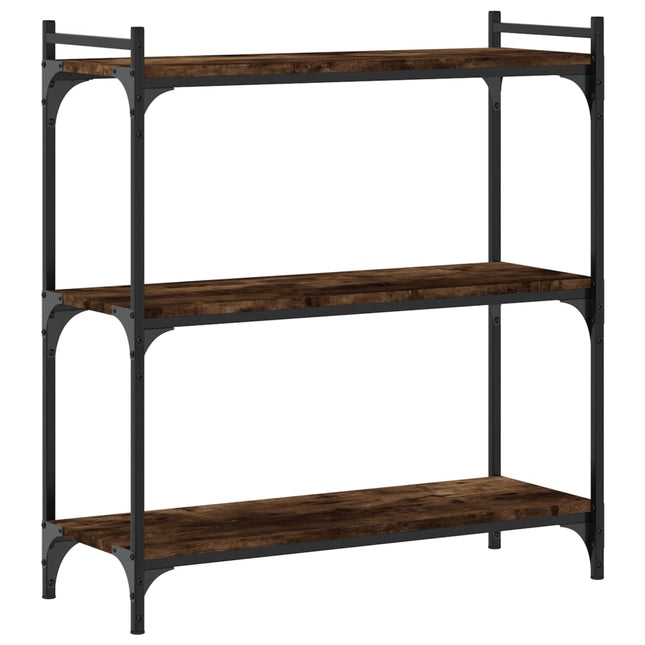 bogreol 3 hylder 80x30x86 cm konstrueret træ røget eg