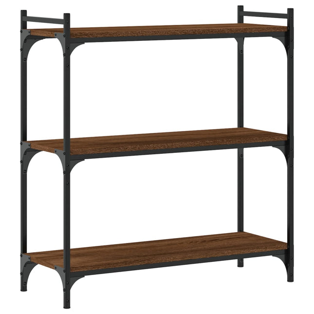 bogreol 3 hylder 80x30x86 cm konstrueret træ brun