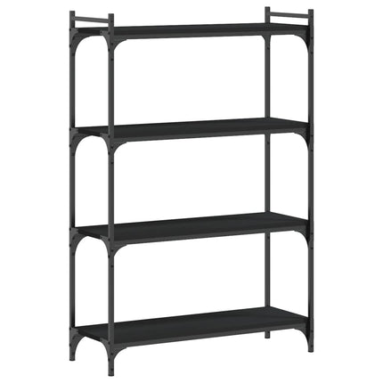 bogreol med 4 hylder 80x30x120 cm konstrueret træ sort