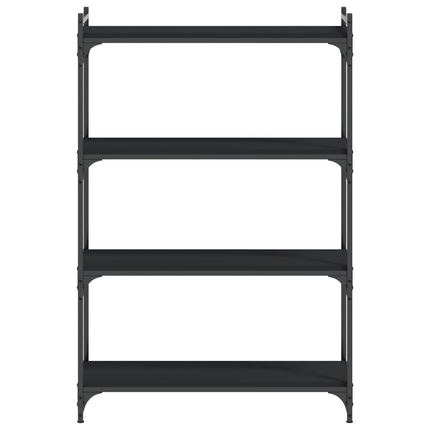 bogreol med 4 hylder 80x30x120 cm konstrueret træ sort