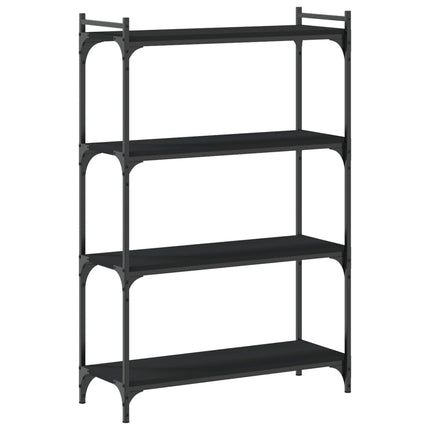bogreol med 4 hylder 80x30x120 cm konstrueret træ sort