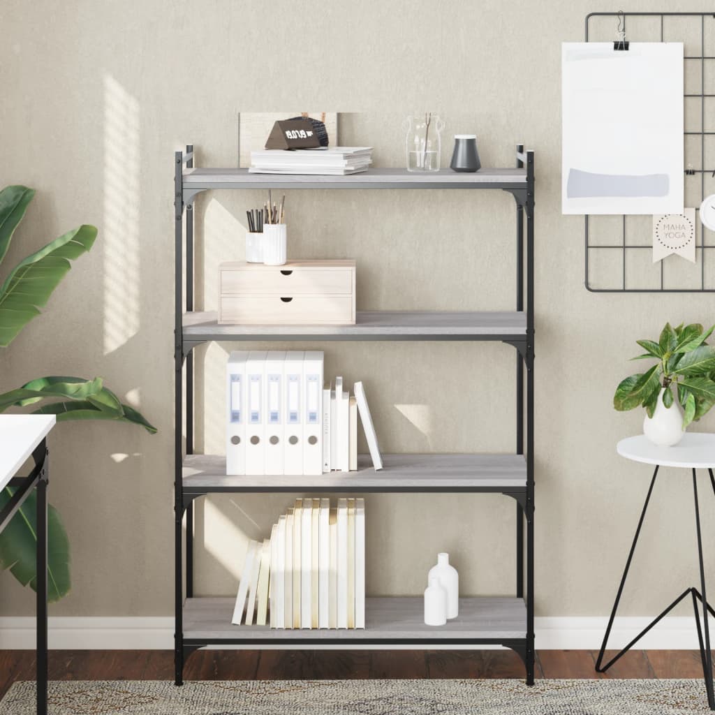 Bogreol 4 Hylder 40X30X Konstrueret Træ Grå Sonoma-Eg - 80 cm / 120 cm