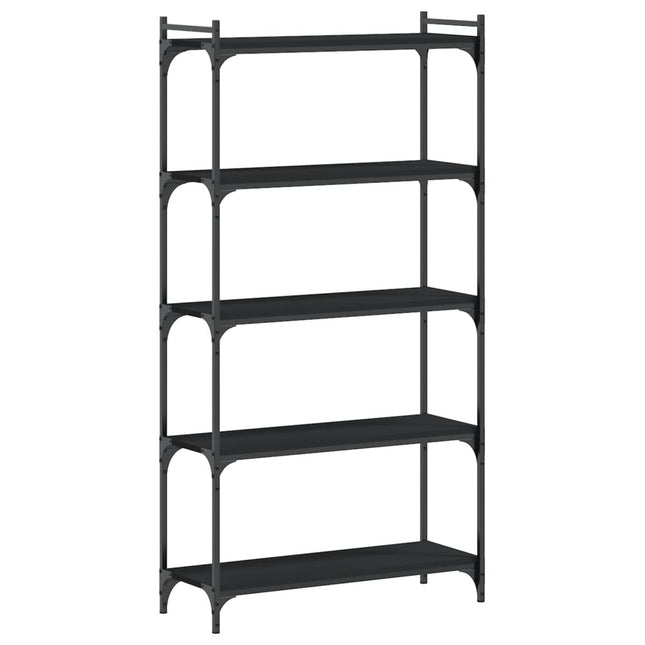 bogreol med 5 hylder 80x30x154 cm konstrueret træ sort