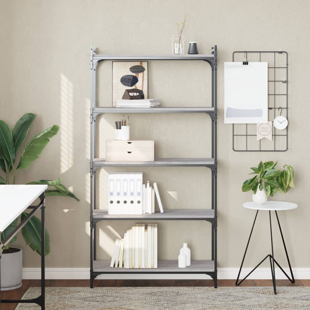 Bogreol 4 Hylder 40X30X Konstrueret Træ Grå Sonoma-Eg - 80 cm / 154 cm