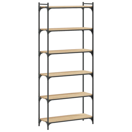 bogreol 6 hylder 80x30x188 cm konstrueret træ sonoma-eg