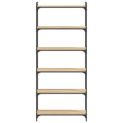 bogreol 6 hylder 80x30x188 cm konstrueret træ sonoma-eg