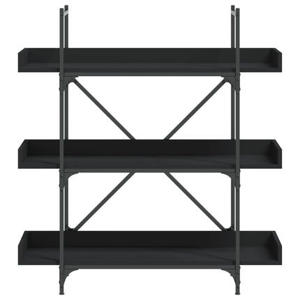bogreol med 3 hylder 100x33x108,5 cm konstrueret træ sort