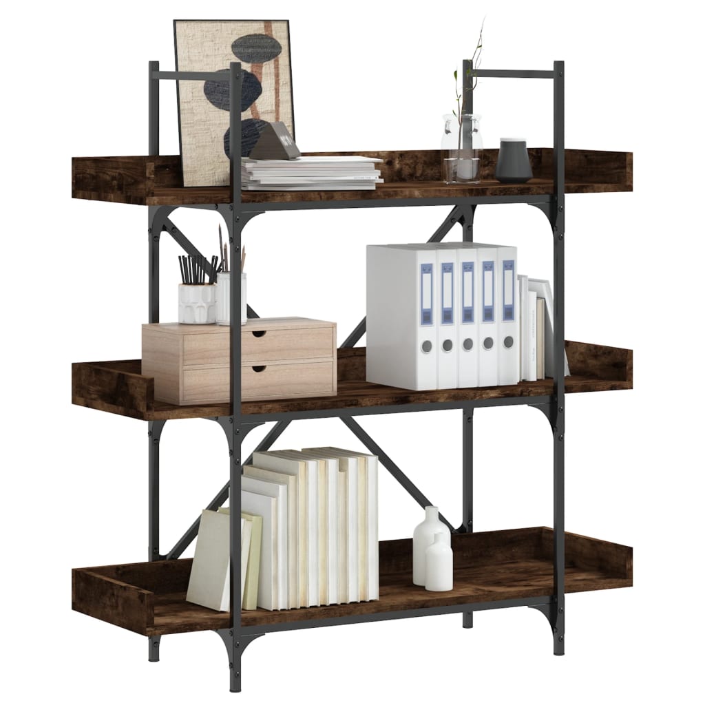 Bogreol 3 Hylder 100X33X108,5 Cm Konstrueret Træ - Røget eg / 108.5 cm