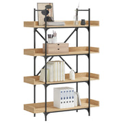 bogreol med 4 hylder 100x33x145,5 cm konstrueret træ sonoma-eg