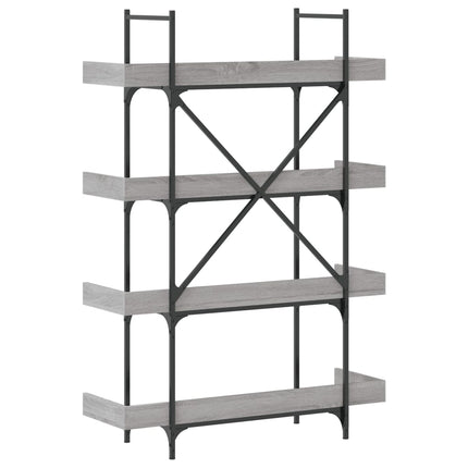bogreol 100x33x145,5 cm 4 hylder konstrueret træ grå sonoma-eg