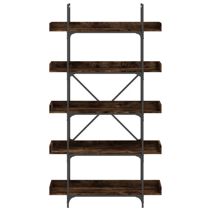 bogreol 100x33x180,5 cm 5 hylder konstrueret træ røget eg