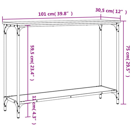 konsolbord 101x30,5x75 cm konstrueret træ sonoma-eg