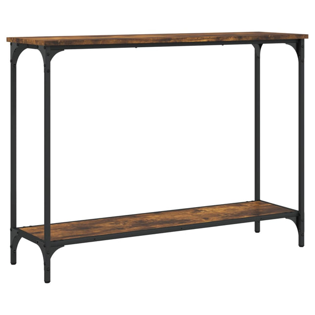 konsolbord 101x30,5x75 cm konstrueret træ røget egetræsfarve