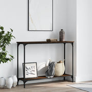 konsolbord 101x30,5x75 cm konstrueret træ brun egetræsfarve
