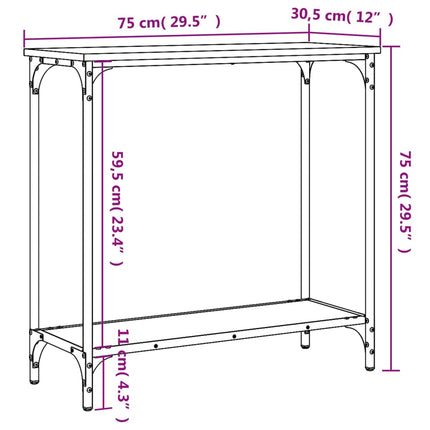 konsolbord 75x30,5x75 cm konstrueret træ grå sonoma-eg