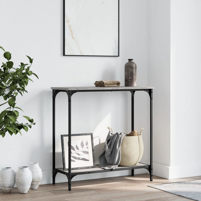 konsolbord 75x30,5x75 cm konstrueret træ grå sonoma-eg