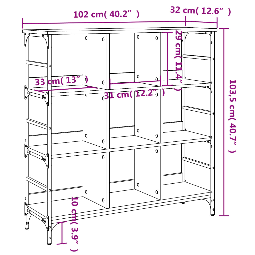 skænk 102x32x103,5 cm konstrueret træ grå sonoma-eg