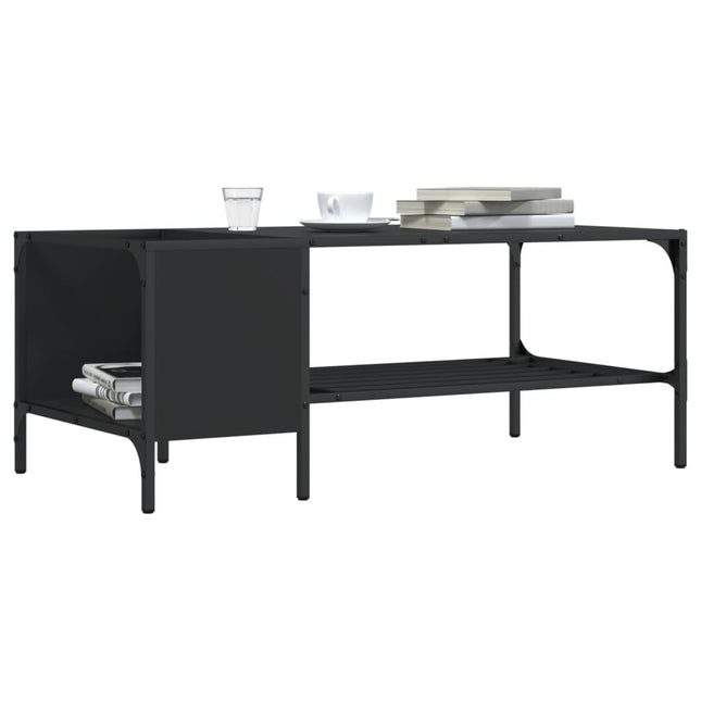 sofabord med stativ 100x51x40 cm konstrueret træ sort