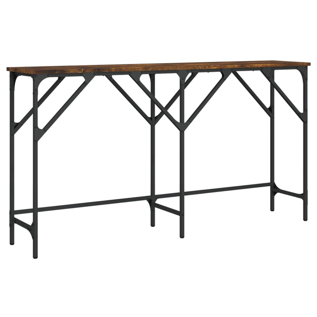 konsolbord 140x29x75 cm konstrueret træ røget egetræsfarve