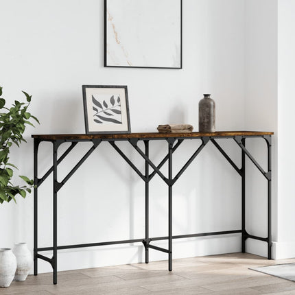 konsolbord 140x29x75 cm konstrueret træ røget egetræsfarve