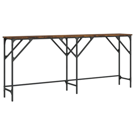 konsolbord 180x29x75 cm konstrueret træ røget egetræsfarve