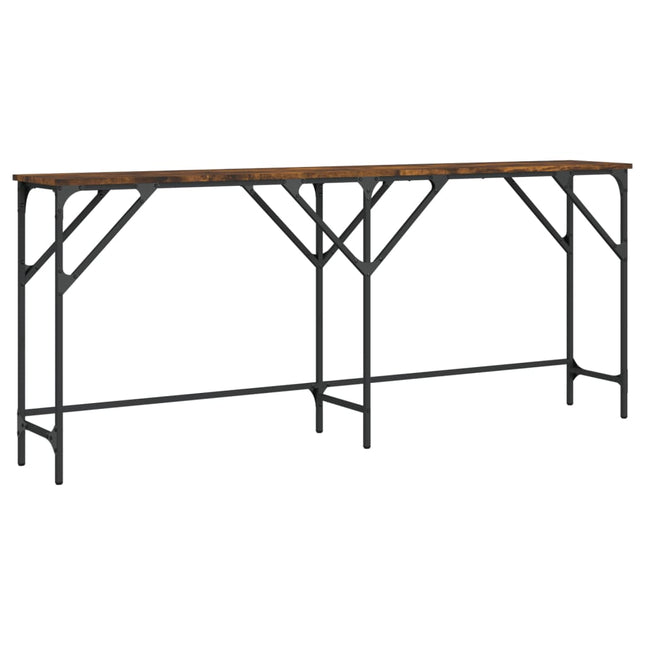 konsolbord 180x29x75 cm konstrueret træ røget egetræsfarve