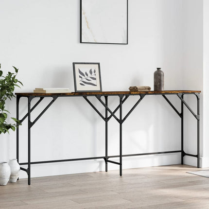 konsolbord 180x29x75 cm konstrueret træ røget egetræsfarve