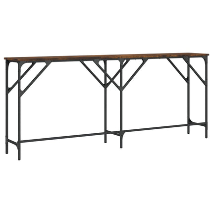 konsolbord 180x29x75 cm konstrueret træ røget egetræsfarve