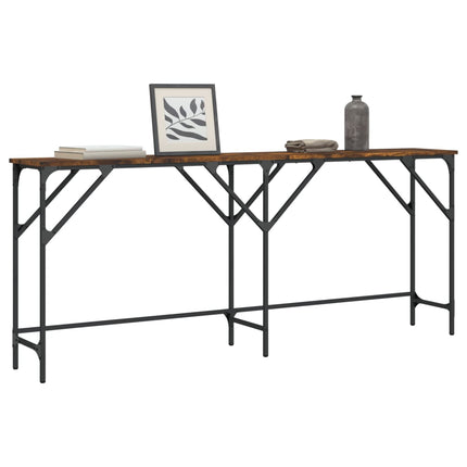 konsolbord 180x29x75 cm konstrueret træ røget egetræsfarve