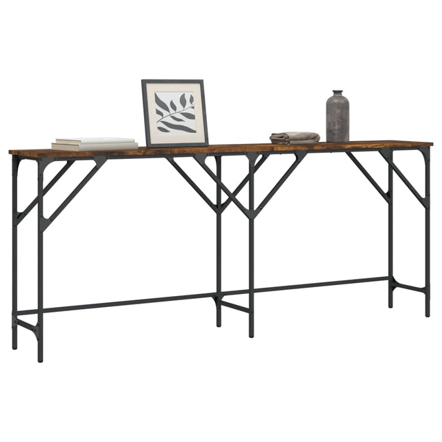 konsolbord 180x29x75 cm konstrueret træ røget egetræsfarve
