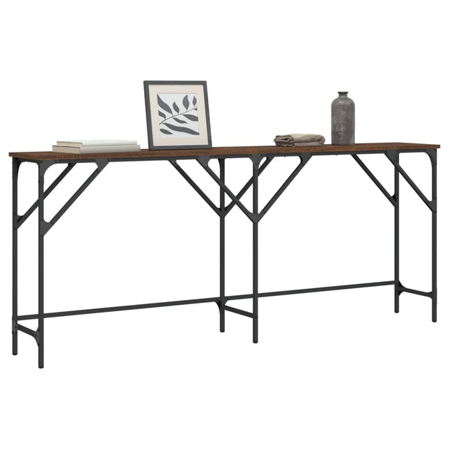 konsolbord 180x29x75 cm konstrueret træ brun egetræsfarve