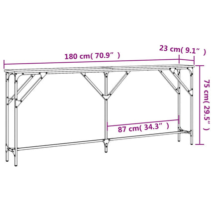 konsolbord 180x23x75 cm konstrueret træ sonoma-eg