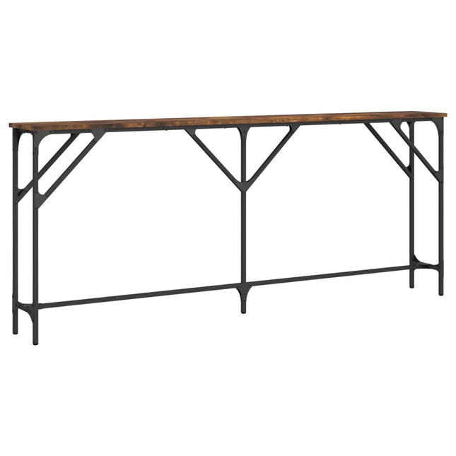 konsolbord 180x23x75 cm konstrueret træ røget egetræsfarve