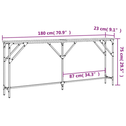 konsolbord 180x23x75 cm konstrueret træ grå sonoma-eg