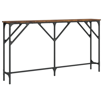konsolbord 140x23x75 cm konstrueret træ røget egetræsfarve