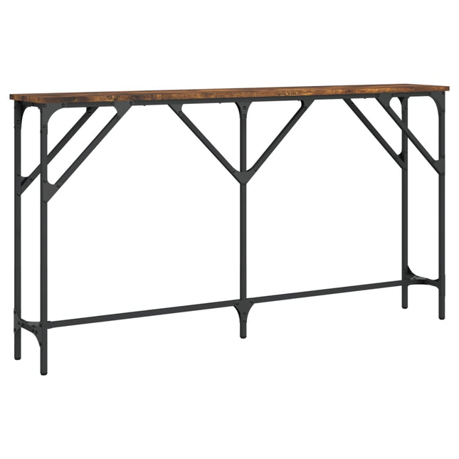 konsolbord 140x23x75 cm konstrueret træ røget egetræsfarve