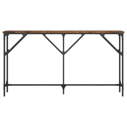 konsolbord 140x23x75 cm konstrueret træ røget egetræsfarve