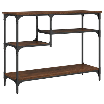 konsolbord med hylder 100x35x75 cm brun egetræsfarve